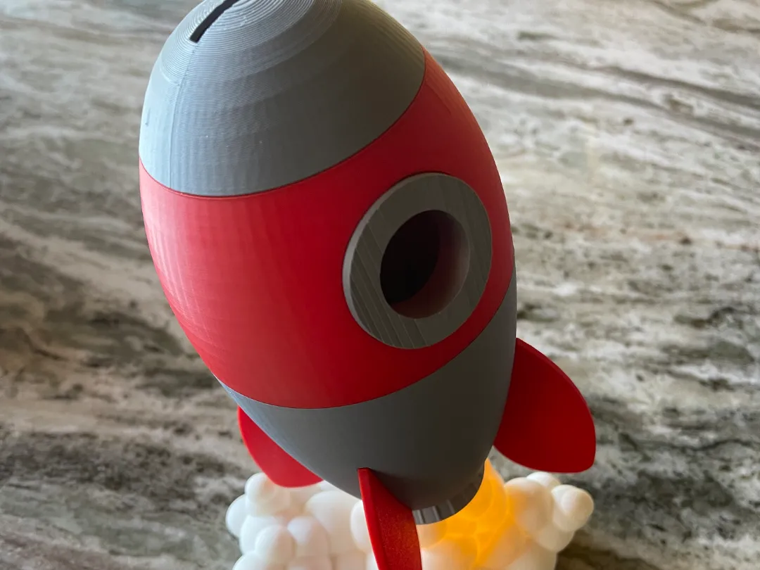 Rocket Coin Bank / Container / Toy / Light