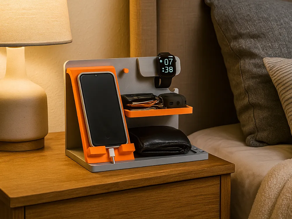 Bedside Organizer with Watch Charger Slot