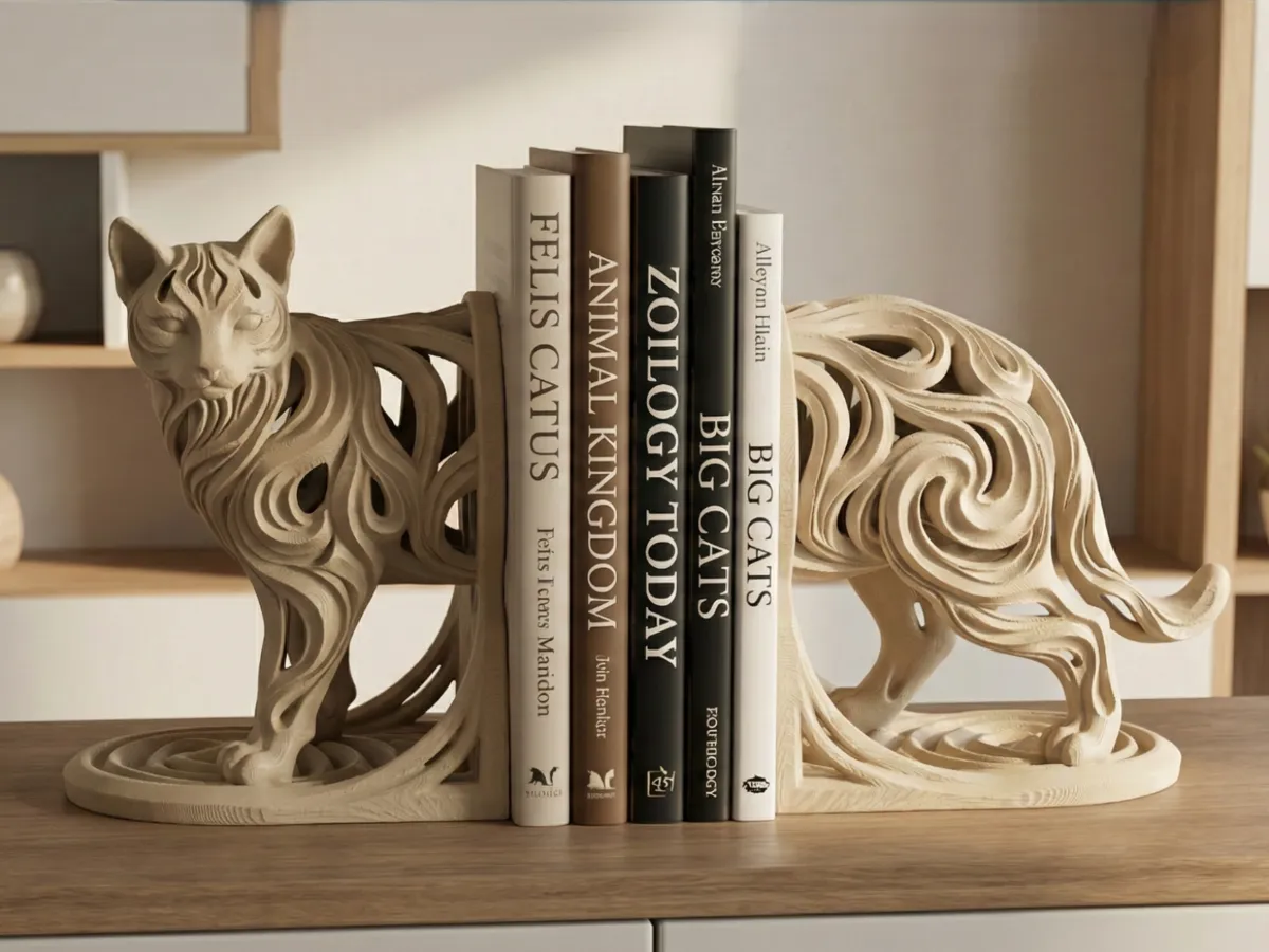 Elegant Swirl Cat Bookends
