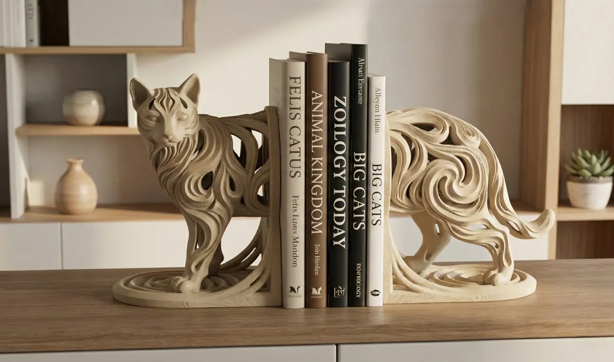 Elegant Swirl Cat Bookends, photo 3 of 4 - Elegant Swirl Cat Bookends Desk & Office