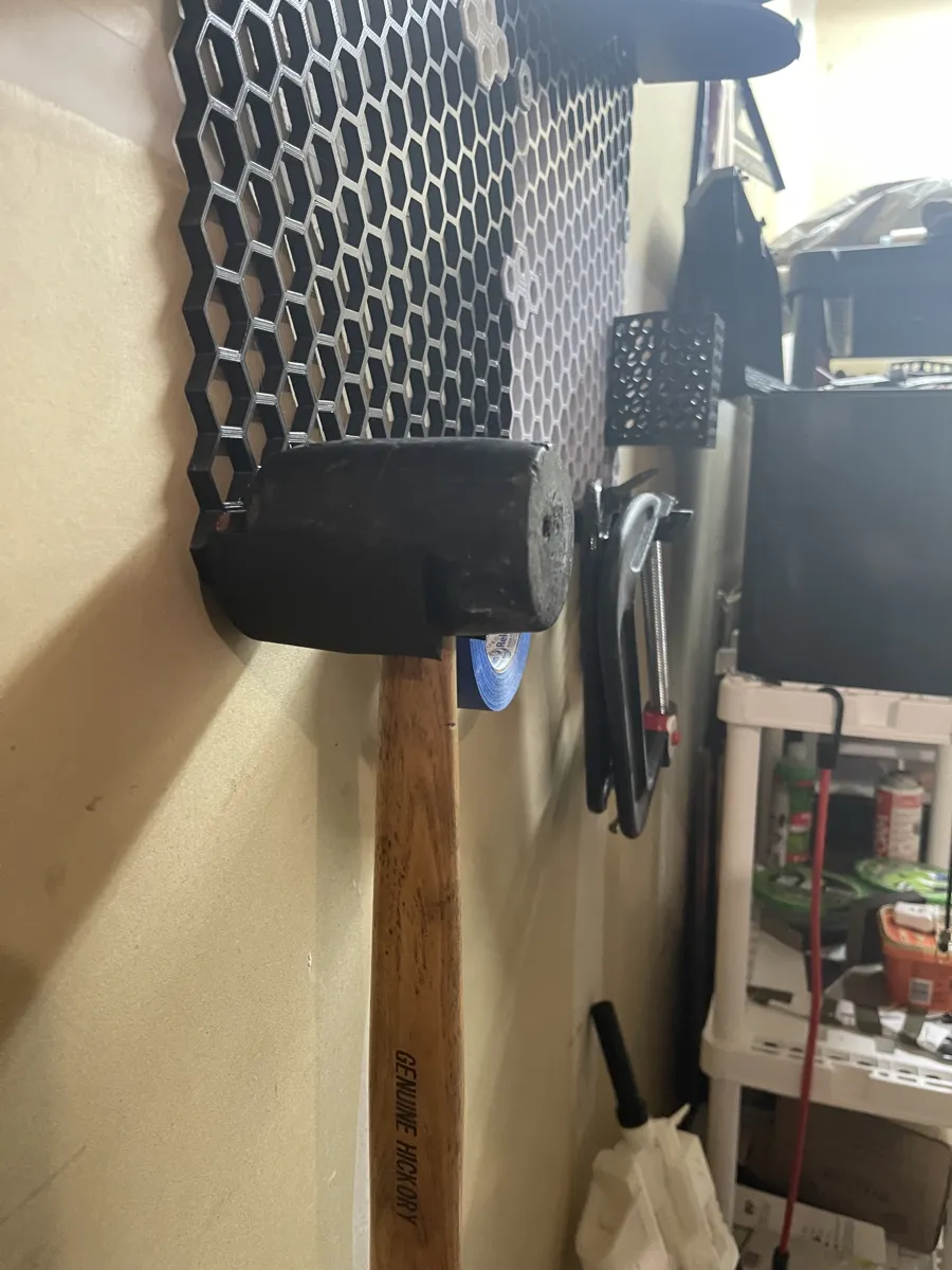 Rubber Mallet Holder for Honeycomb Wall Storage, photo 2 of 3 - Rubber Mallet Holder for Honeycomb Wall Storage Art