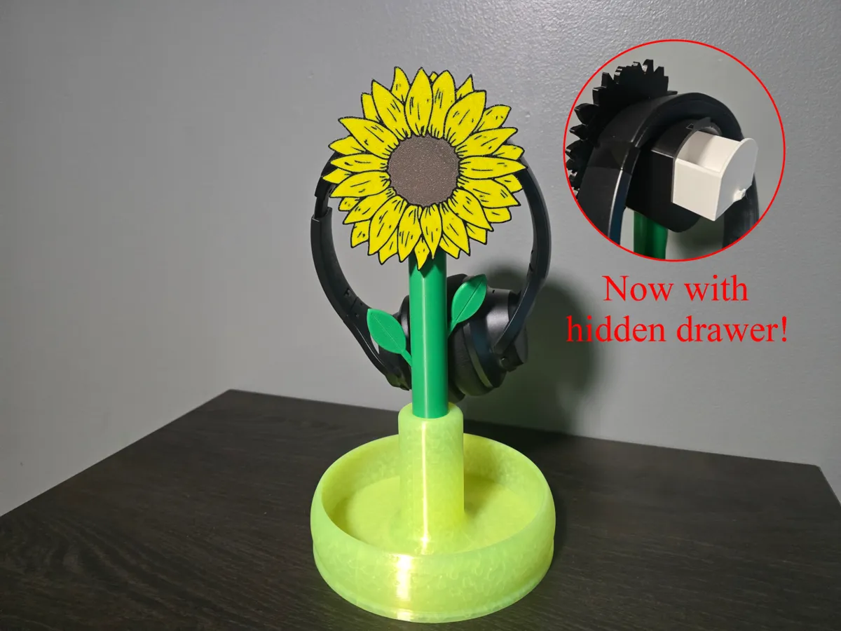 Sunflower, Flower Headphone stand with tray, photo 2 of 4 - Sunflower, Flower Headphone stand with tray Household