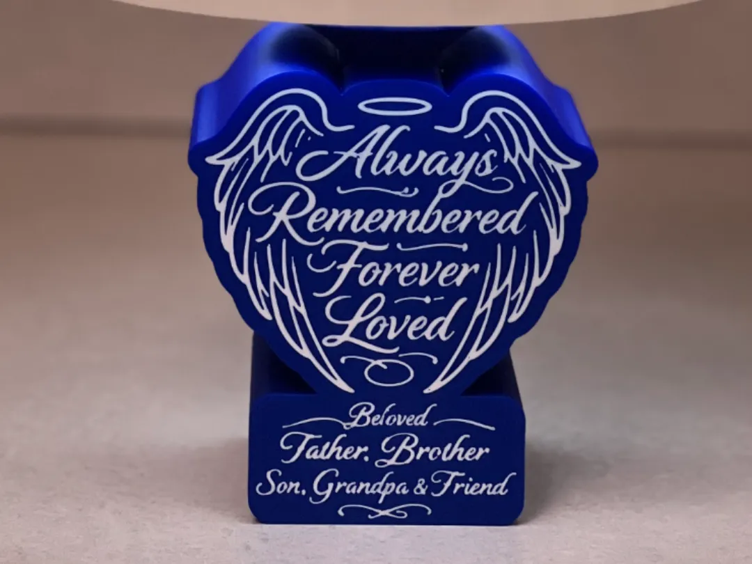 Memorial Lithophane Angel Wings Lamp Base Only