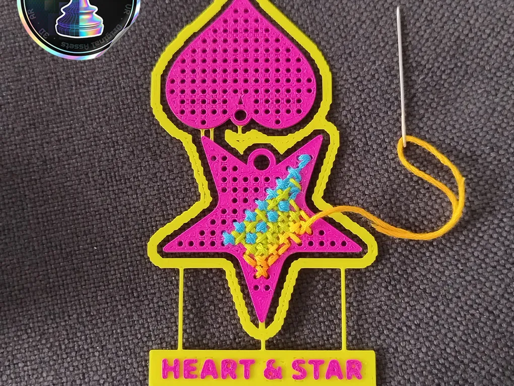 Stitching Kit Card with Heart and Star - 2D Art, in stock in India