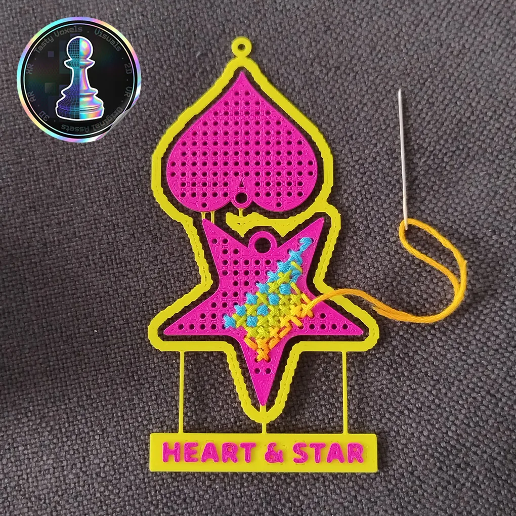 Stitching Kit Card with Heart and Star, photo 2 of 4 - Stitching Kit Card with Heart and Star Art