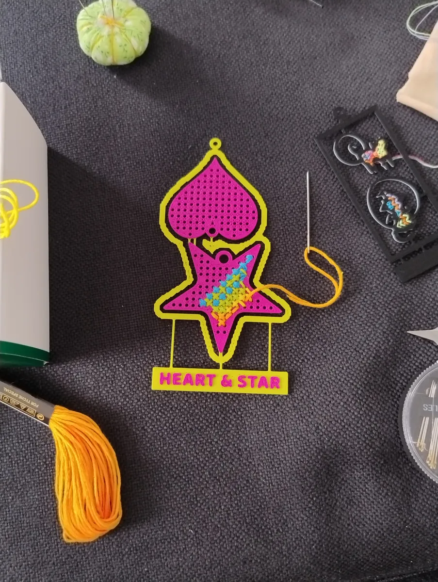 Stitching Kit Card with Heart and Star, photo 4 of 4 - Stitching Kit Card with Heart and Star Art