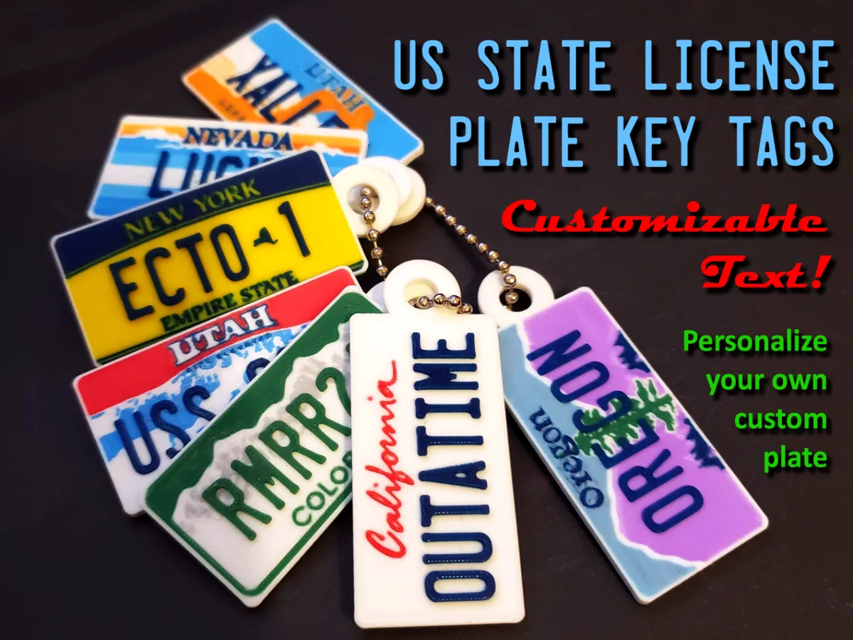 Mini US State License Plate Key Tags Customizable!