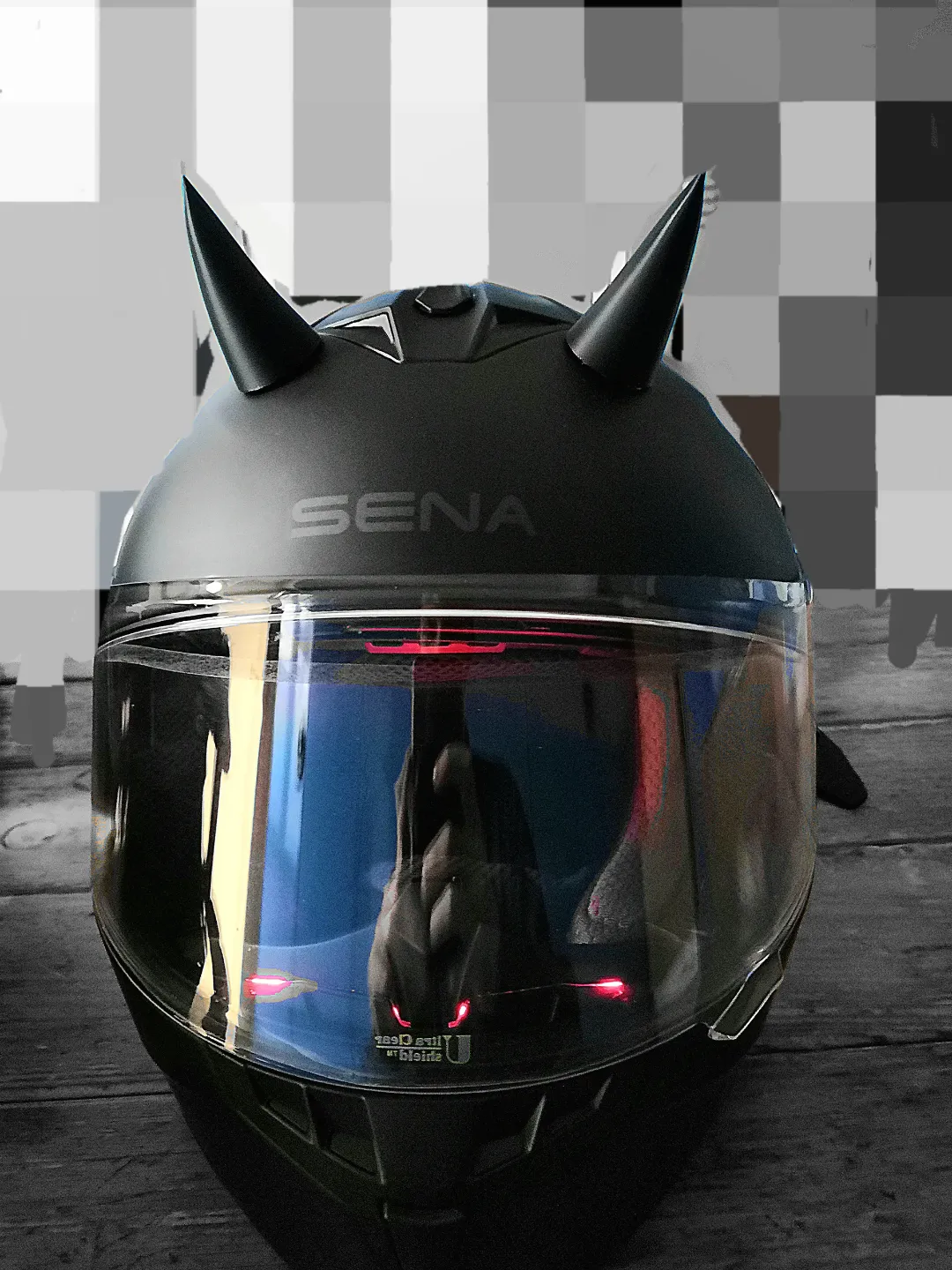 Devil horns for motorcycle helmets