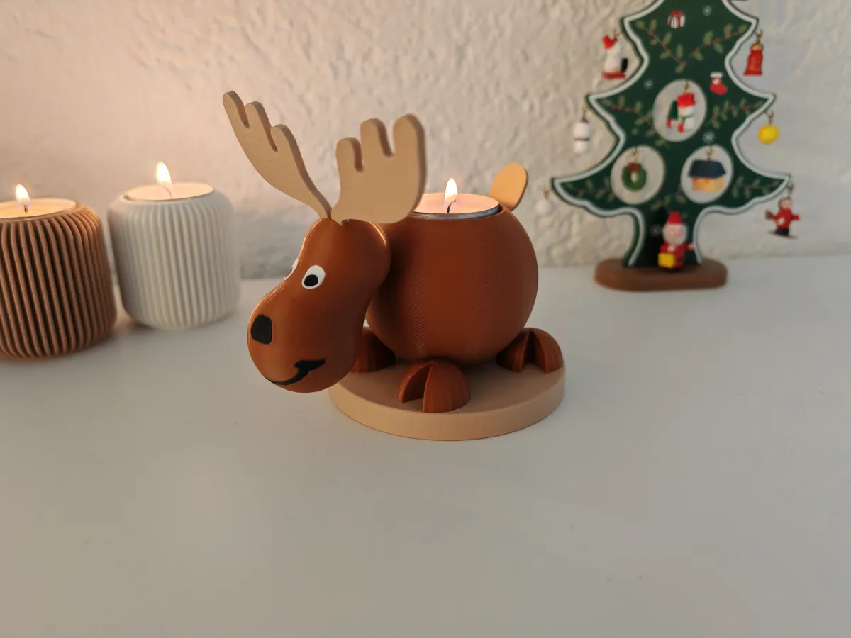 Cute Moose / Elc Tealight Holder, photo 4 of 4 - Cute Moose / Elc Tealight Holder Home Decor Items
