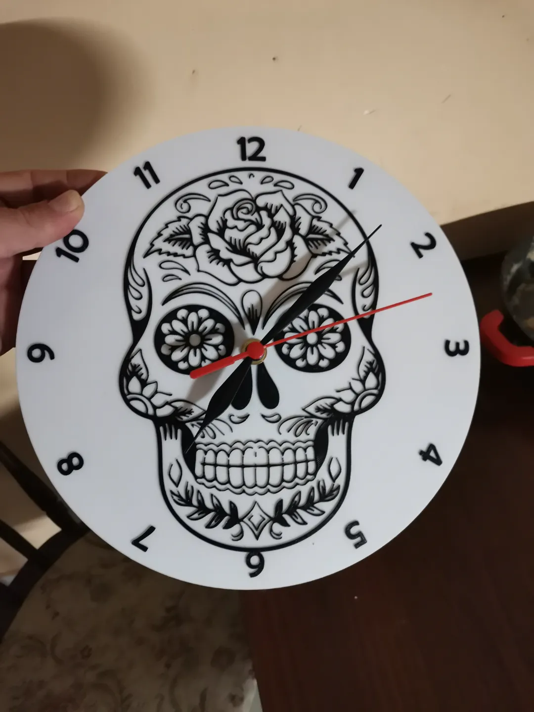 Wall clock with skull