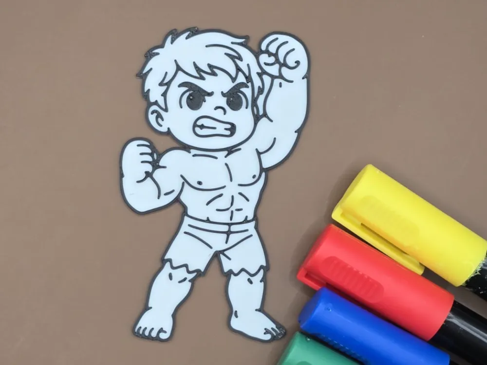 Chibi Green Superhero Coloring Board Stencil, photo 2 of 3 - Chibi Green Superhero Coloring Board Stencil Art