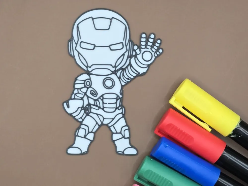 Chibi Iron Superhero Coloring Board Stencil, photo 2 of 3 - Chibi Iron Superhero Coloring Board Stencil Toys & Games