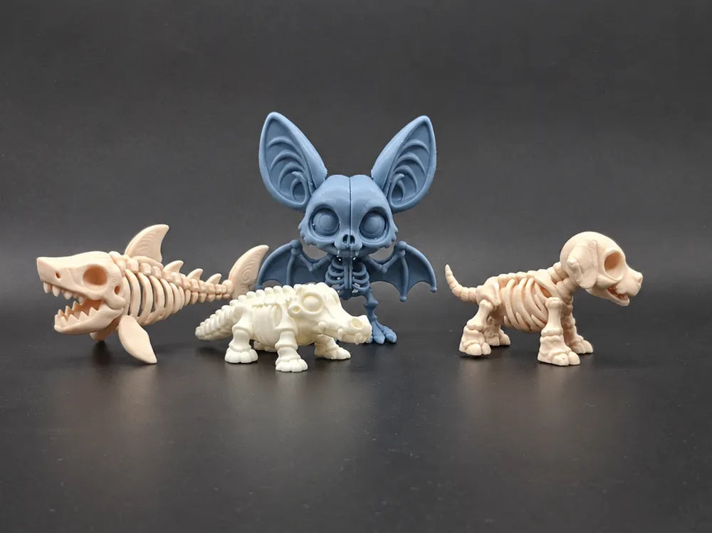Chibi Skeleton Animals, Halloween Set of 4 - Halloween Skulls & Skeletons, in stock