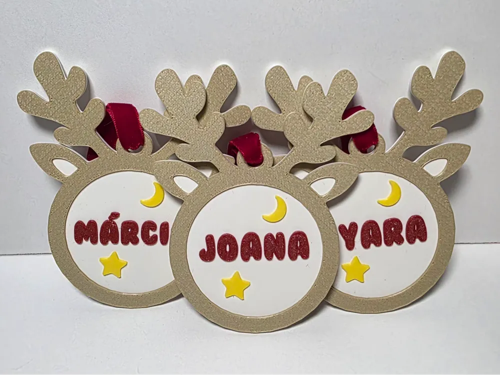 Christmas ball with editable name reindeer, another view - Personalised Christmas Ornaments, Gifts & Occasions