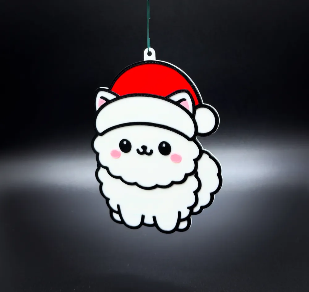 Christmas Cat Chonky Edition Holiday Ornament, photo 2 of 4 - Christmas Cat Chonky Edition Holiday Ornament Generative Art