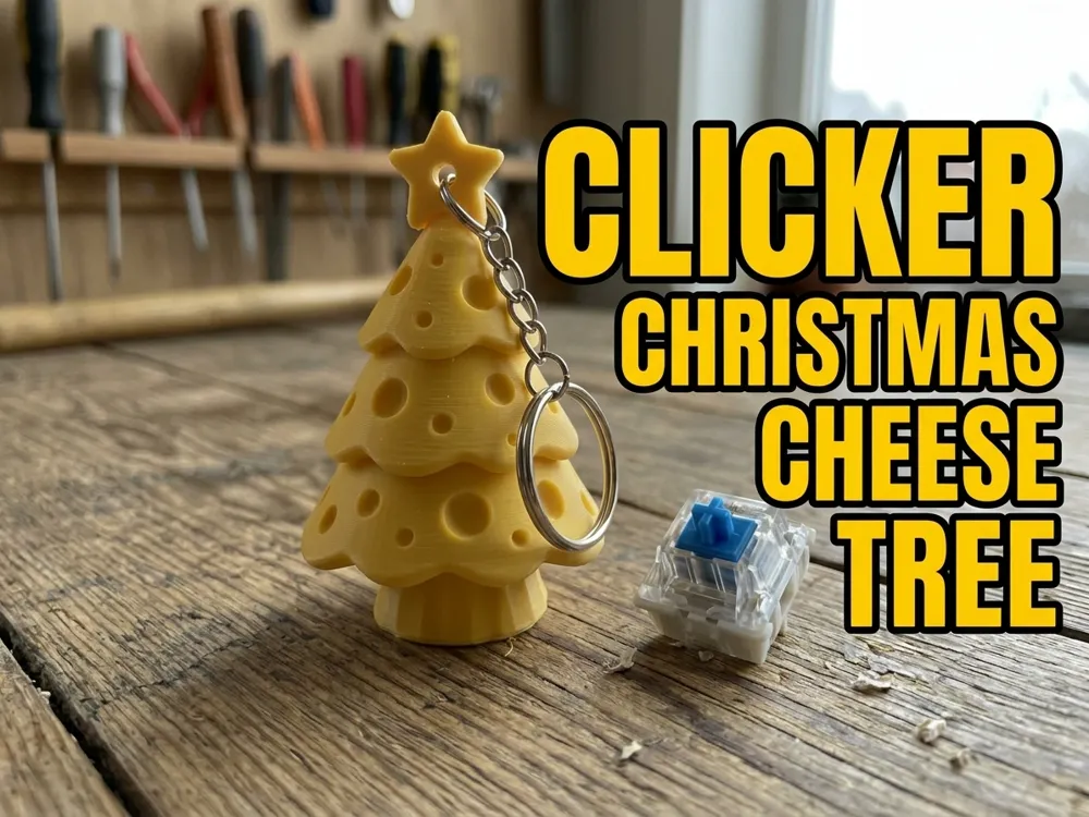 Christmas Cheese Tree Clicker Keychain, photo 4 of 4 - Christmas Cheese Tree Clicker Keychain Keychains