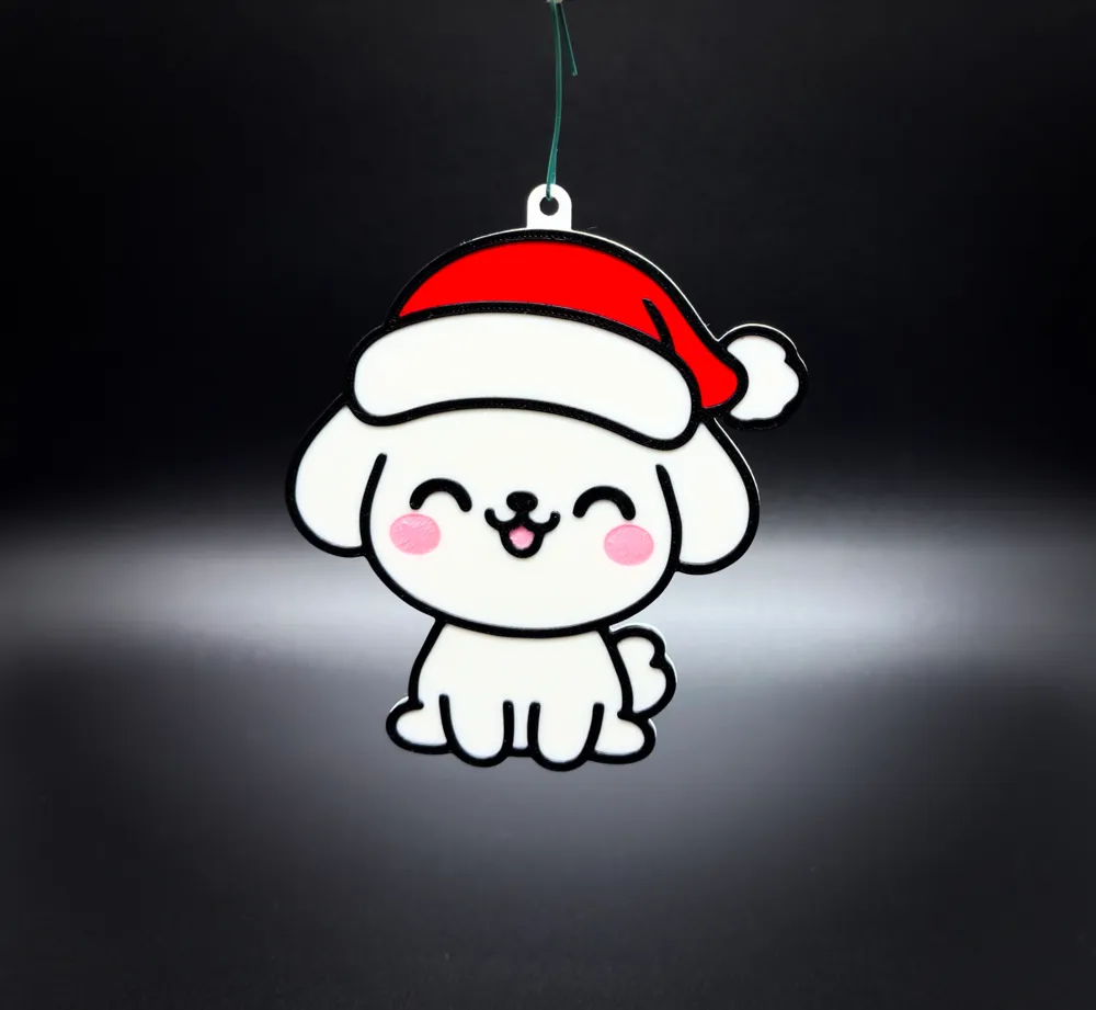 Christmas Dog Holiday Ornament, photo 2 of 4 - Christmas Dog Holiday Ornament Generative Art