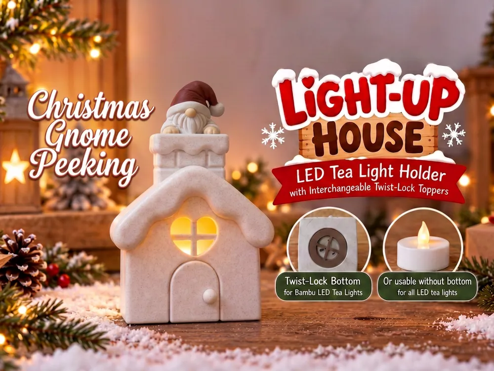 Christmas Gnome Peeking Light-Up House - Garden Gnomes & Statues, in stock