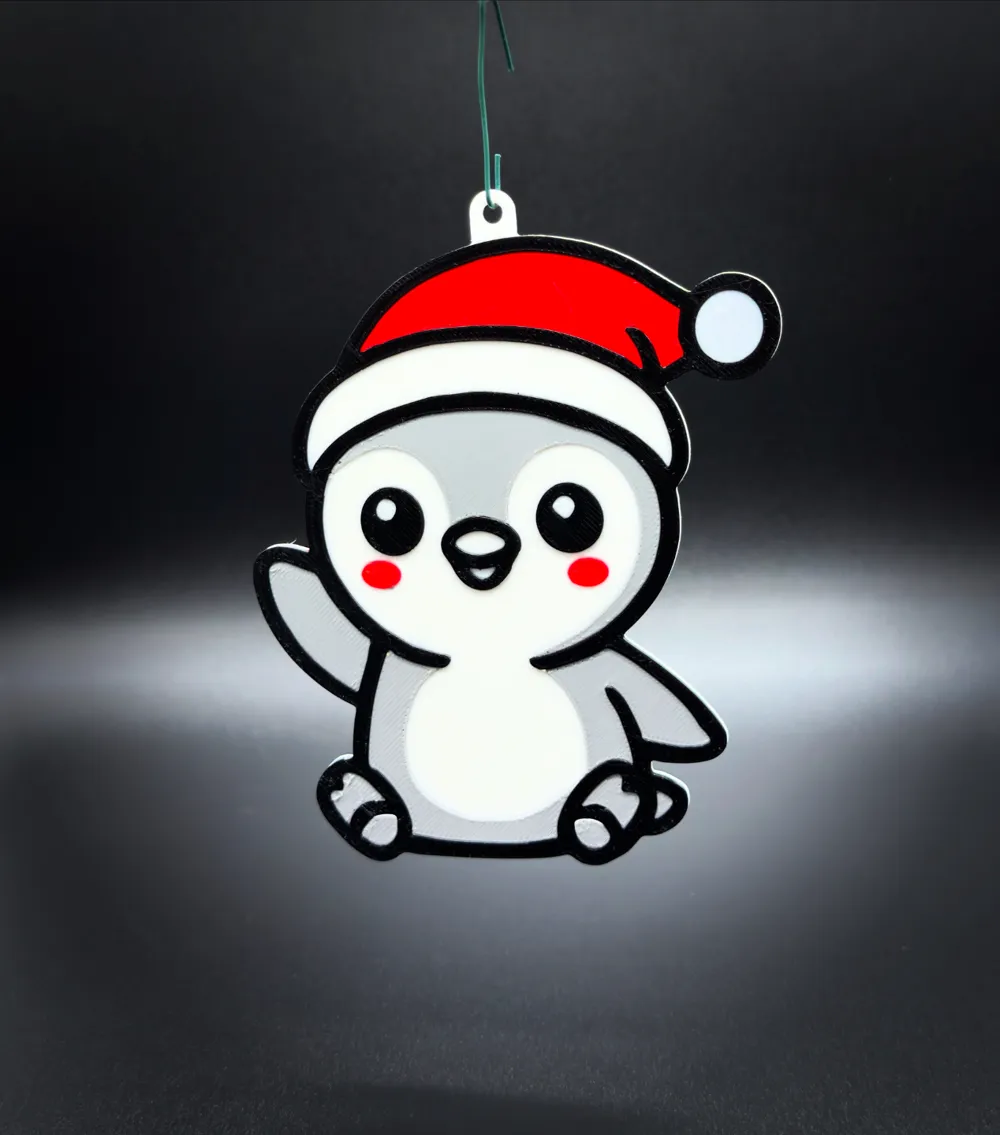 Christmas Penguin Holiday Ornament, photo 3 of 4 - Christmas Penguin Holiday Ornament Generative Art