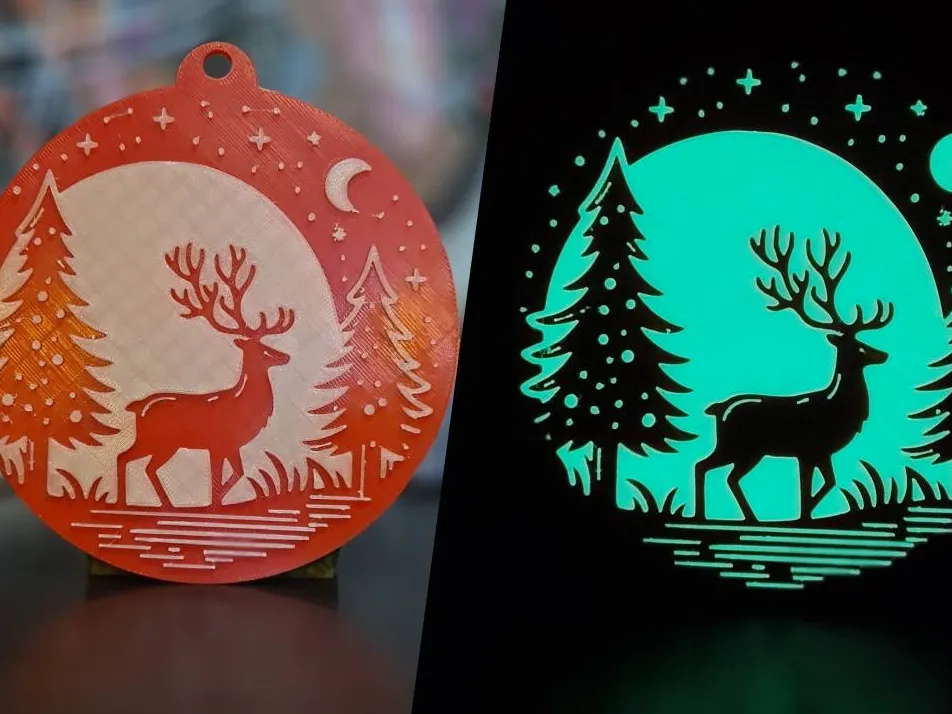 Christmas Tree Decoration Deer Glow in Dark, another view - Christmas Ornaments & Baubles, saint