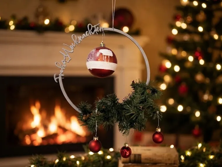 Weihnachtskranz Aufhänger Deko 3D Druck xmas loop - Festivities, in stock in India