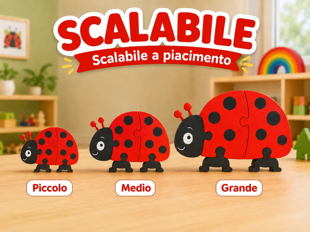 COCCINELLA Puzzle 3D, Stile Montessori | Bambini, photo 3 of 5 - Interlocking & 3D Puzzles, ladybird