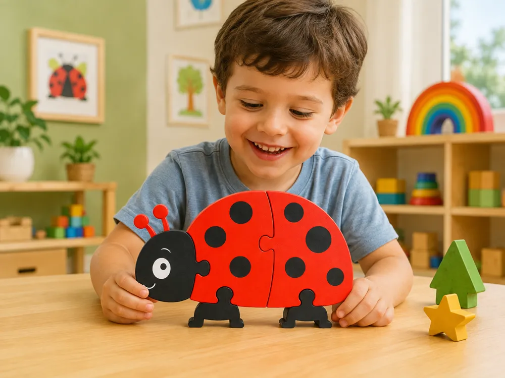 COCCINELLA Puzzle 3D, Stile Montessori | Bambini, photo 5 of 5 - Interlocking & 3D Puzzles, insect puzzle