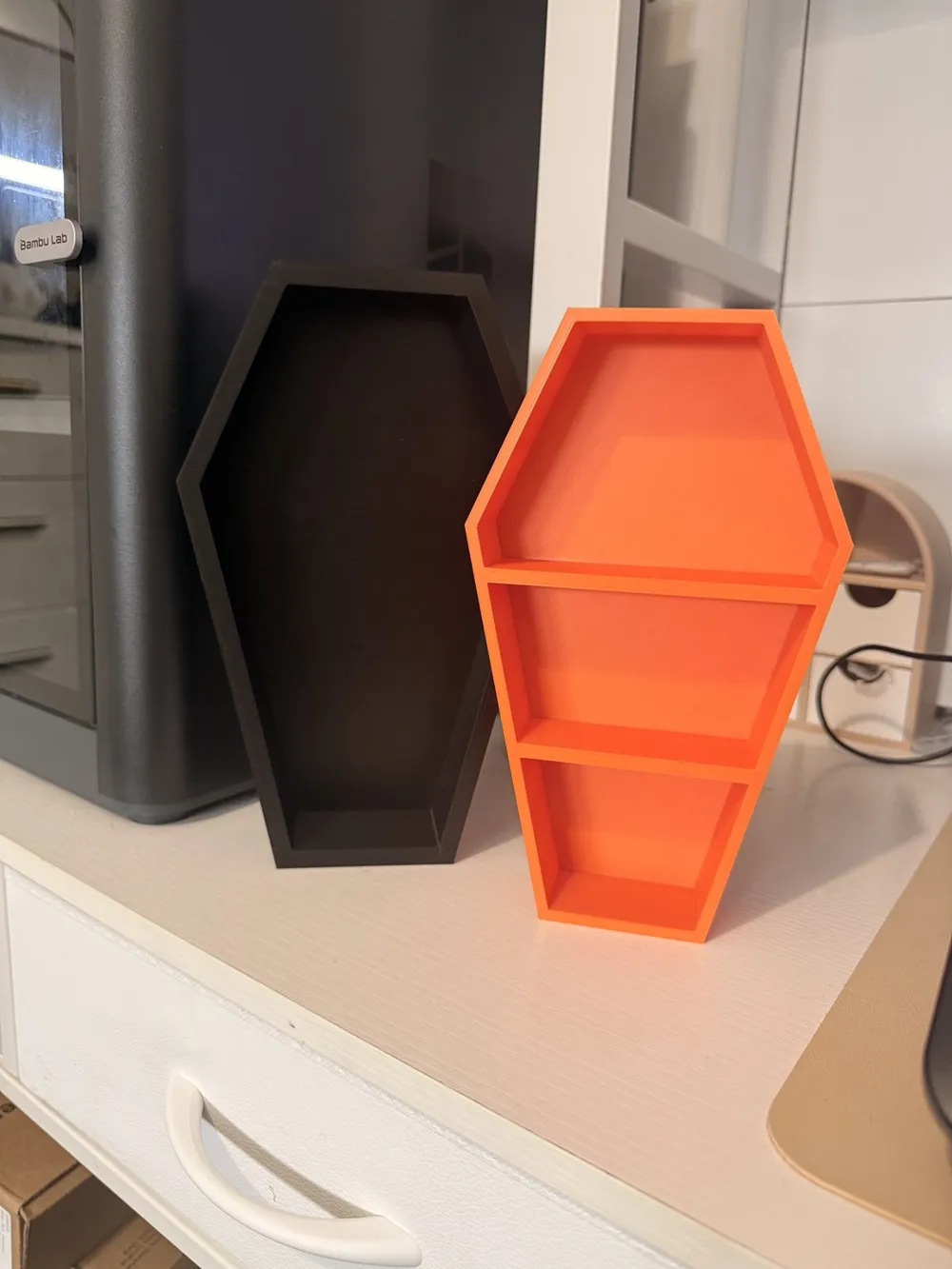 Coffin Display Shelf Tray | 2-Part Halloween Decor, photo 2 of 4 - Coffin Display Shelf Tray | 2-Part Halloween Decor Household