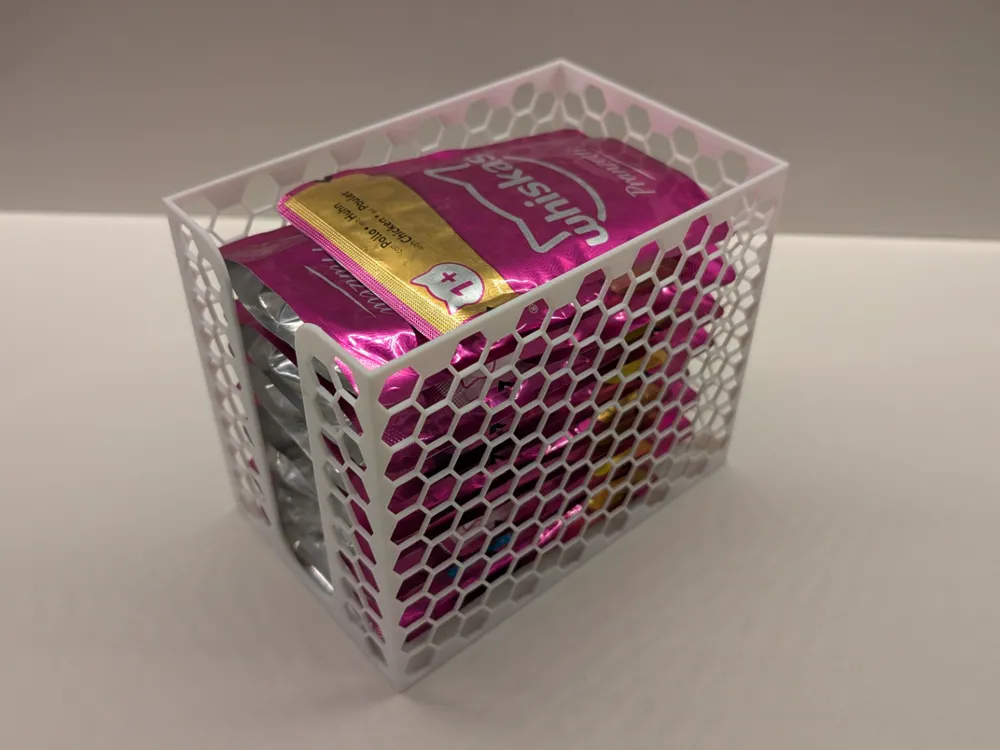 Container and dispenser for wet cat food pouches
