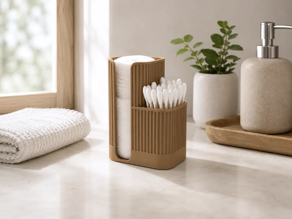 Cotton Pad & Q-Tip Holder | Japandi, photo 2 of 5 - Razor, Comb & Grooming, bathroom
