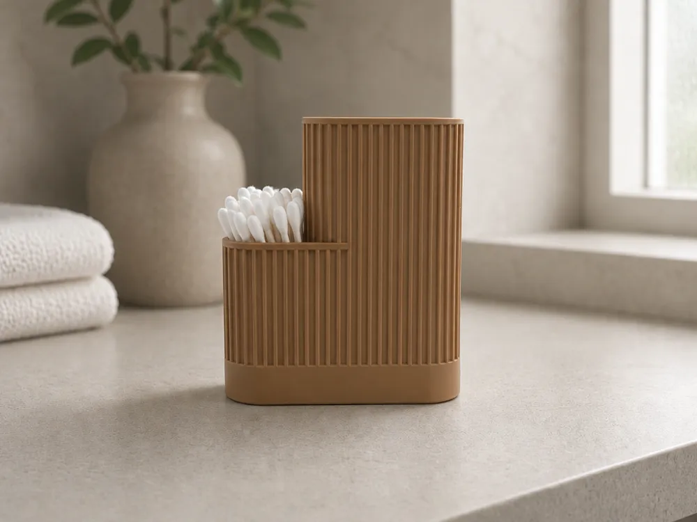 Cotton Pad & Q-Tip Holder | Japandi, photo 3 of 5 - Razor, Comb & Grooming, bathroom organizer