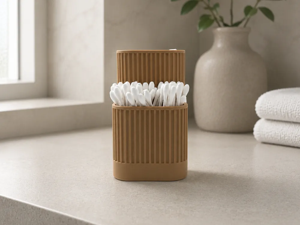 Cotton Pad & Q-Tip Holder | Japandi, photo 4 of 5 - Razor, Comb & Grooming, organizer