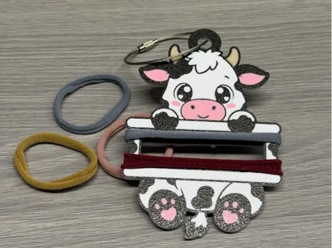Cow Hair Tie Holder Keychain, photo 3 of 4 - Cow Hair Tie Holder Keychain Generative Art