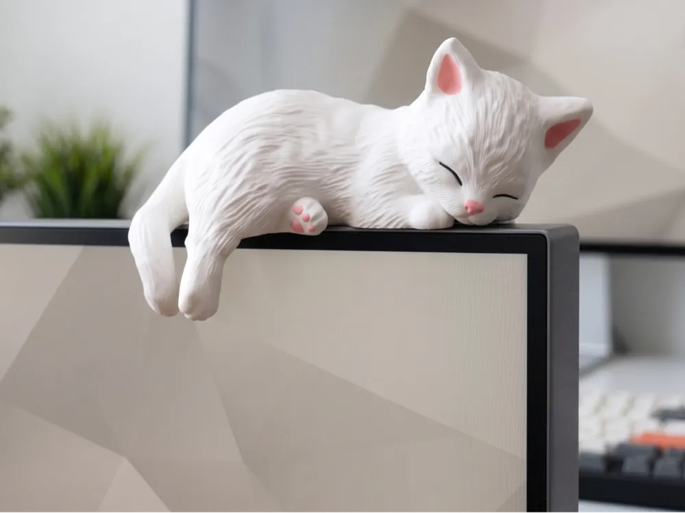 Cozy Cat Monitor Buddy, Sleeping On the Ledge