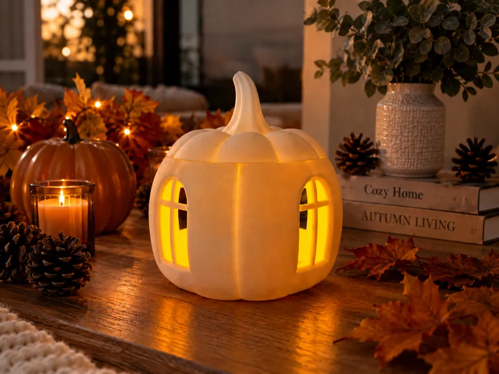 Cozy Pumpkin House Lantern, photo 4 of 4 - Cozy Pumpkin House Lantern Household
