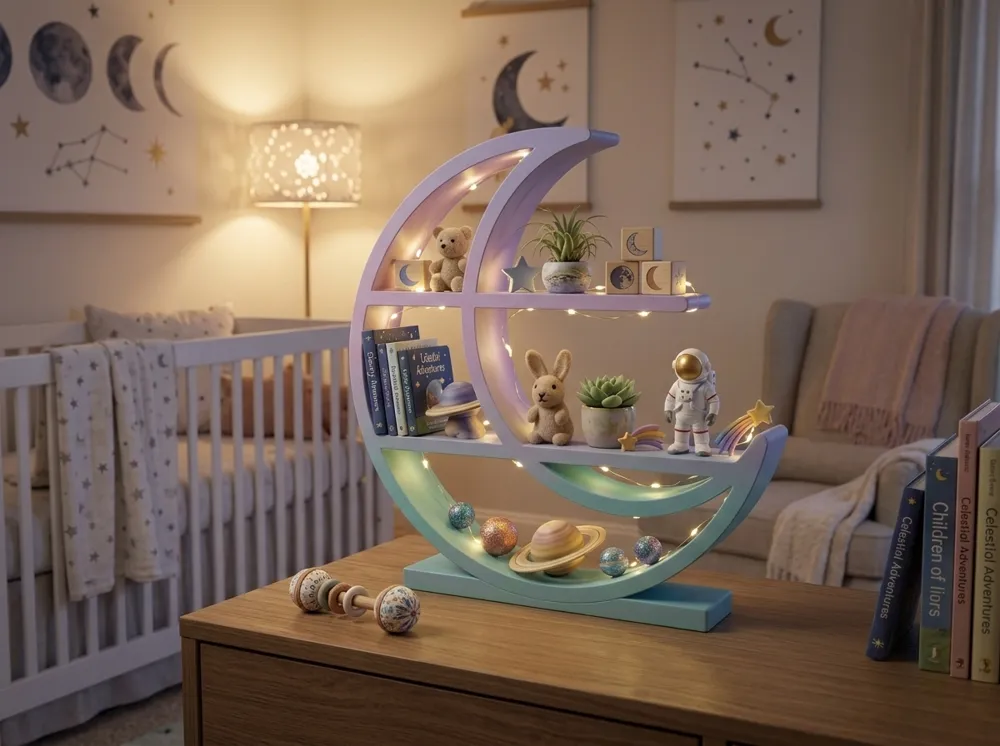 Crescent Moon Shelf, Wall and Tabletop, photo 2 of 5 - Floating & Wall Shelves, kids shelf