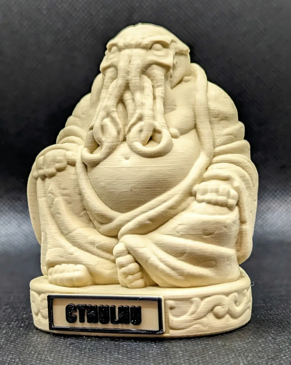 Buddha statue with name plate, another view - Buddha & Zen Decor, lovecraft
