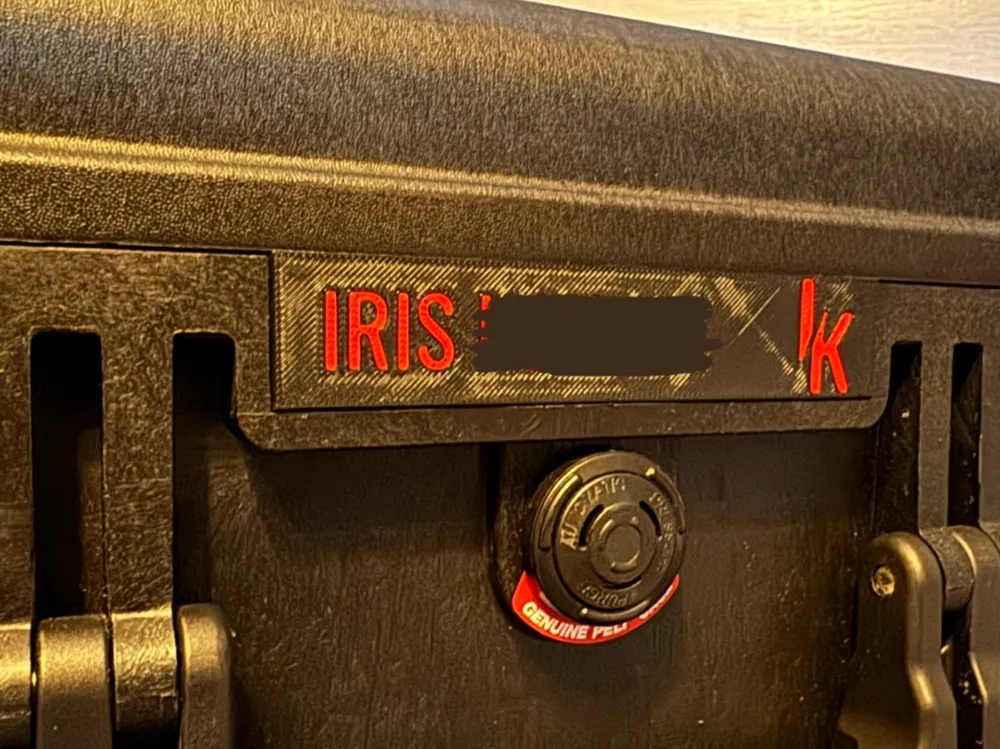 Custom Peli 1510, 1560, 1610, 1620 etc Nameplate