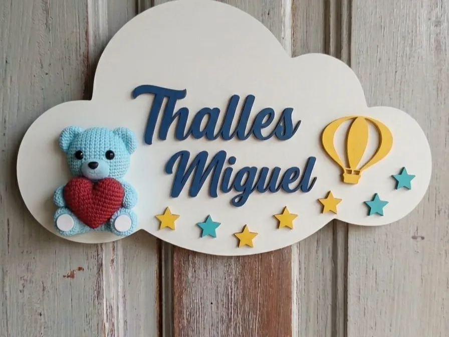 placa de quarto nuvem personalizavel, photo 2 of 4 - placa de quarto nuvem personalizavel Household