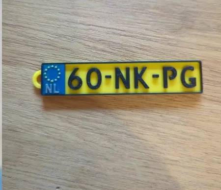 Customizable EU/European Licenseplate Keychain V1, another view - Photo & Custom Keychains, The Netherlands