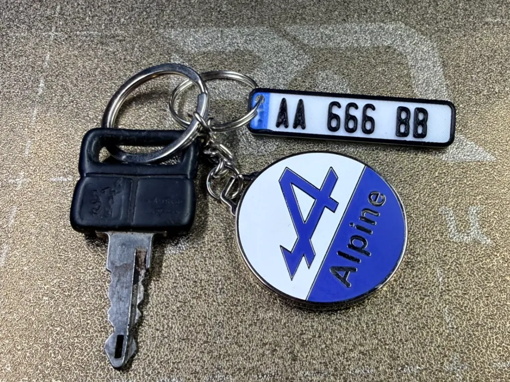 Porte clefs plaque immatriculation personnalisable