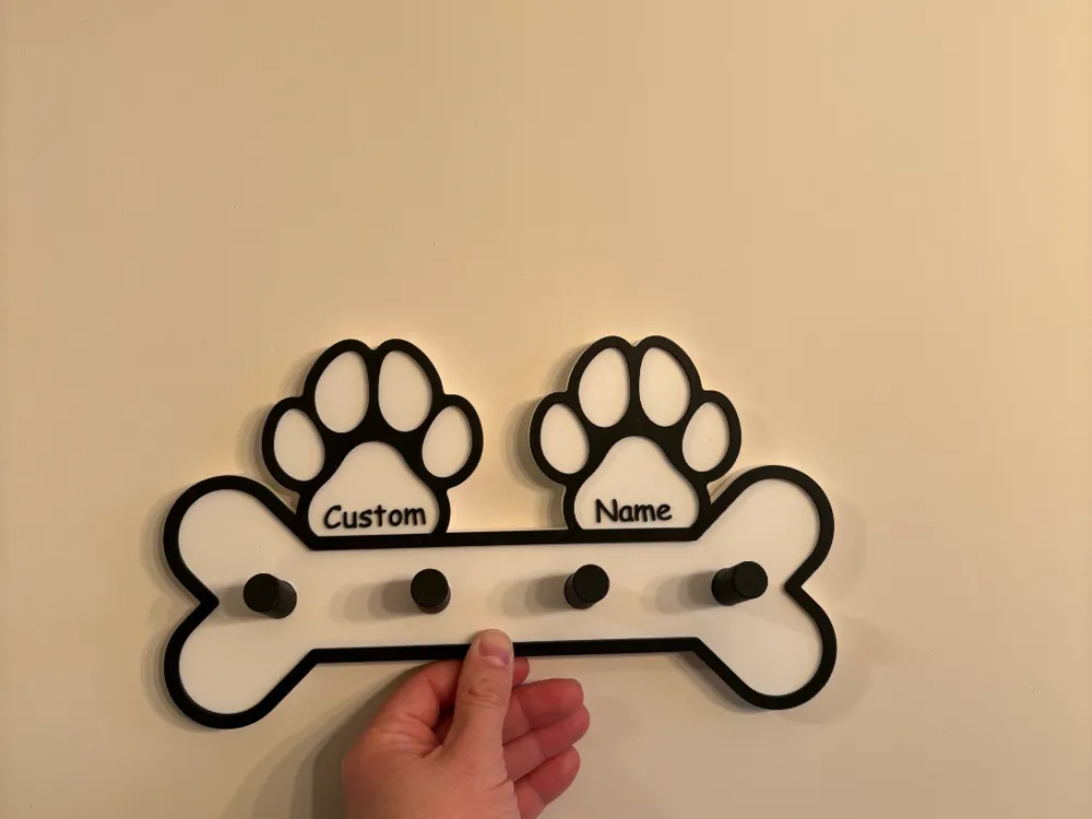Customizable Paw Themed Double Paw Leash Holder