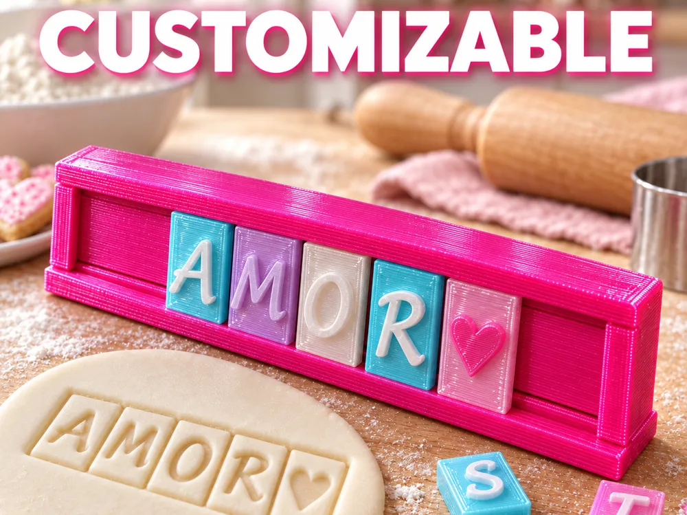 Customizable Sliding Letter Stamp A, Z, Ç & Emojis