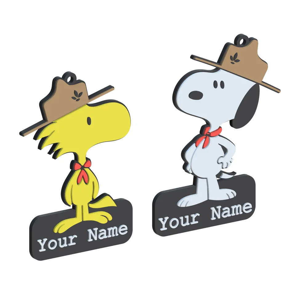 Customizable Snoopy & Woodstock Scout Keychain, photo 2 of 4 - Photo & Custom Keychains, snoopyscout