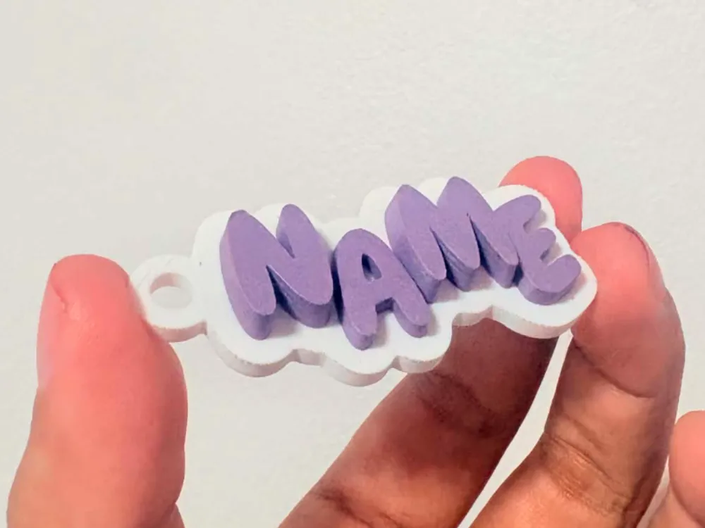 Wavy Name Tag Keychain, Customisable - Photo & Custom Keychains, in stock