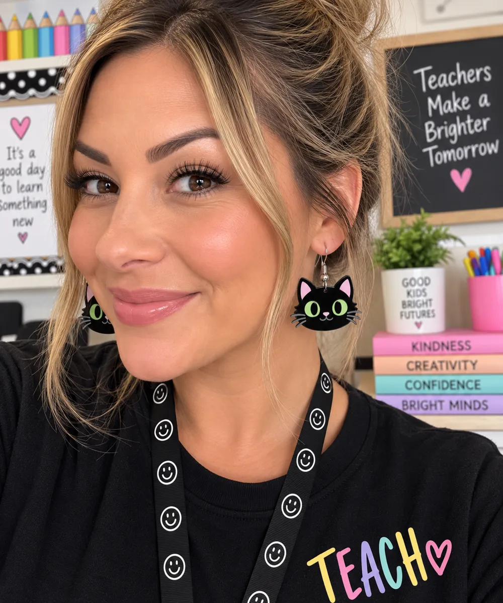 Cute Black Cat Earrings, photo 2 of 3 - Cute Black Cat Earrings Fashion