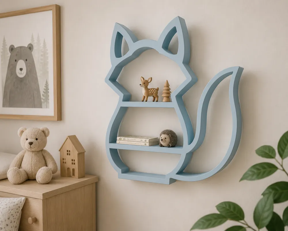 Cute Fox Kids Shelf, Tabletop or Wall Mounted, photo 2 of 4 - Cute Fox Kids Shelf, Tabletop or Wall Mounted Storage & Organisation