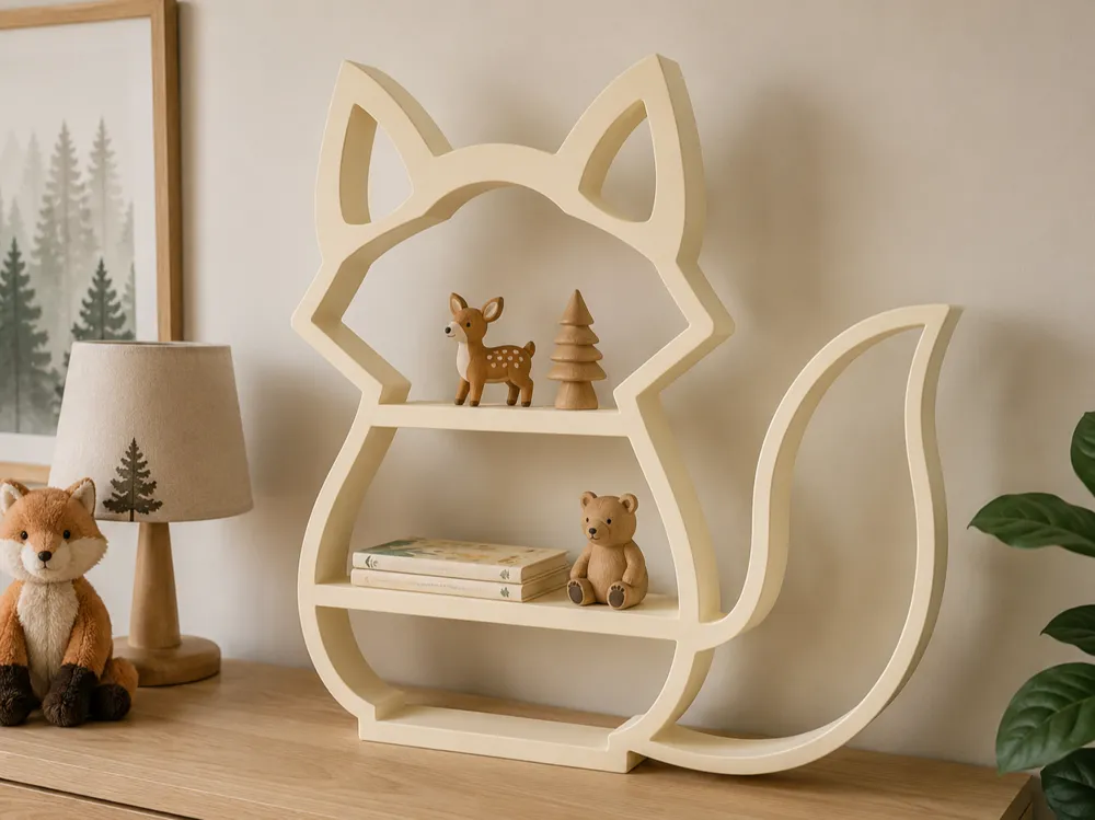 Cute Fox Kids Shelf, Tabletop or Wall Mounted - Display & Figure Shelves, in stock in India