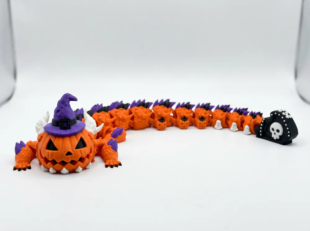 Cute Pumpkin Flexi Dragon, Halloween Toy, photo 2 of 4 - Cute Pumpkin Flexi Dragon, Halloween Toy Fidget & Sensory Toys