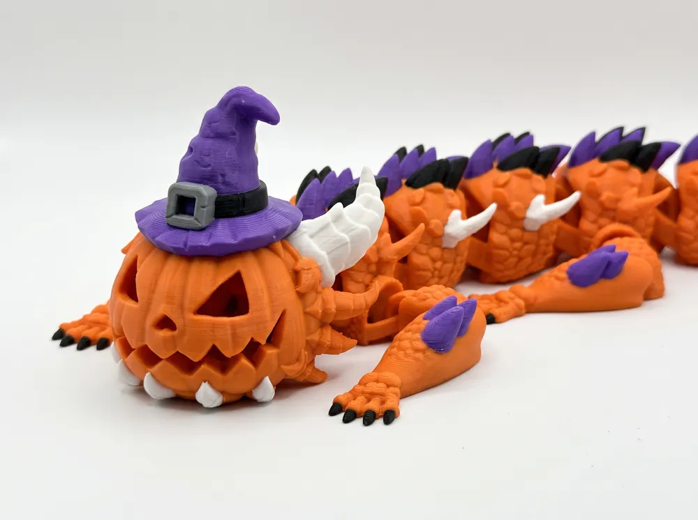 Cute Pumpkin Flexi Dragon, Halloween Toy, photo 3 of 4 - Cute Pumpkin Flexi Dragon, Halloween Toy Fidget & Sensory Toys